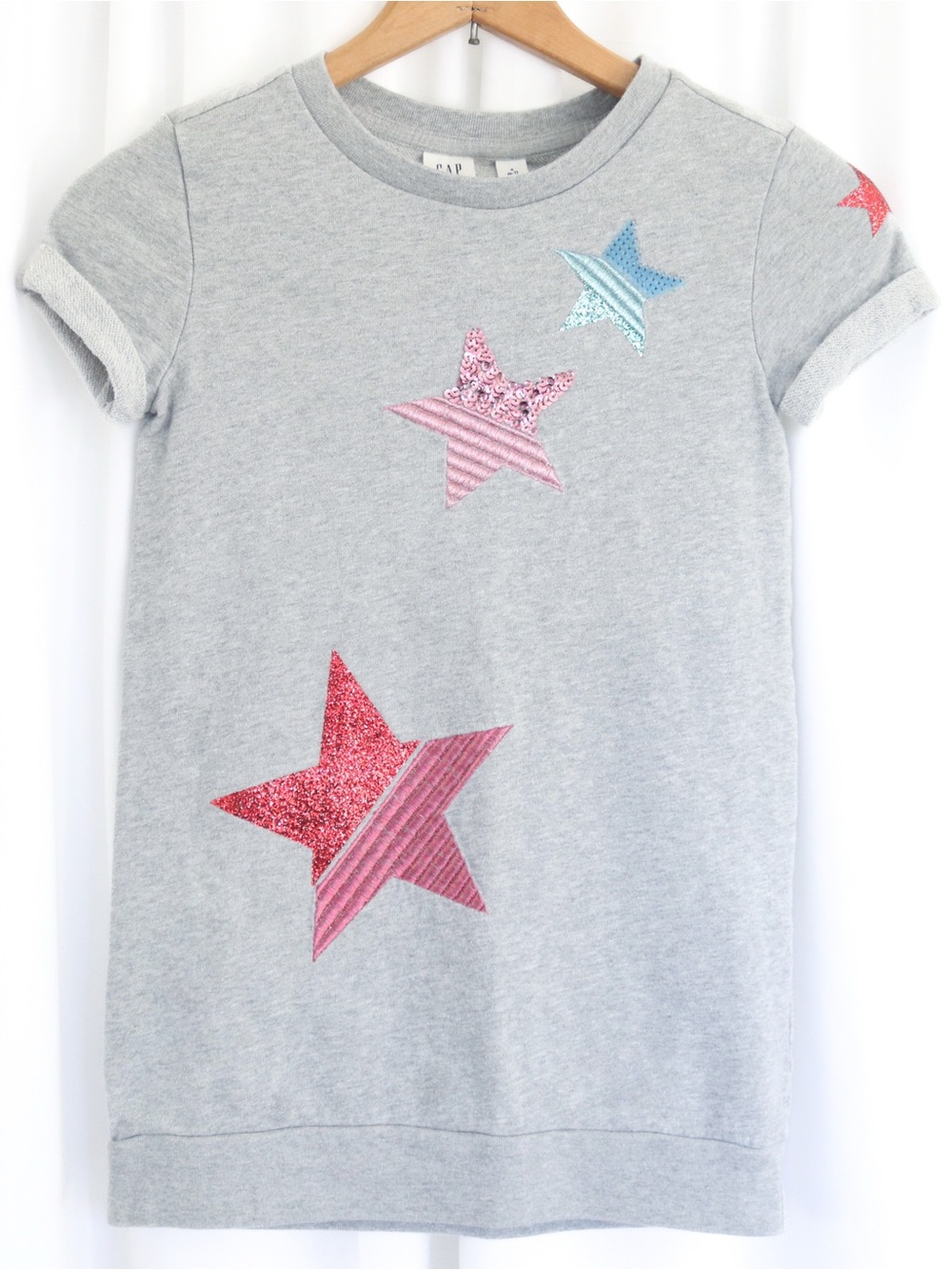 GAP Kids | Girls Terry Embroidered Sequin Sparkle Star T-shirt Sweatshirt Dress